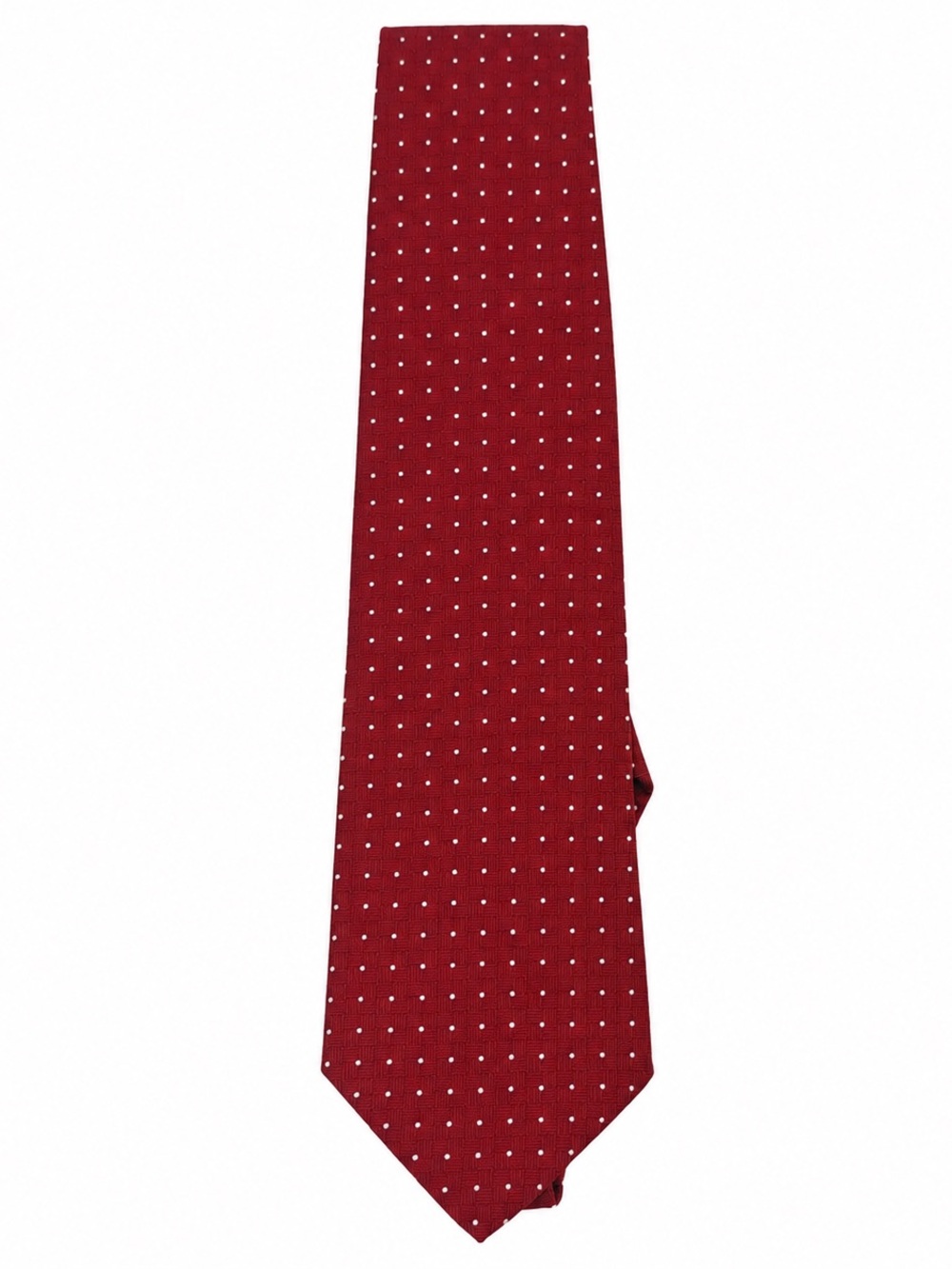 Ralph Lauren Red Silk Tie with White Micro Dots Pure Silk Hand Finished